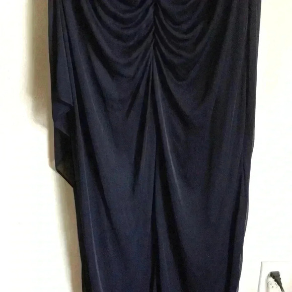 ILE EVENING Jeweled Cap Sleeve Jersey Navy Maxi Dress Cutout Ruching Formal 18W - Picture 11 of 14